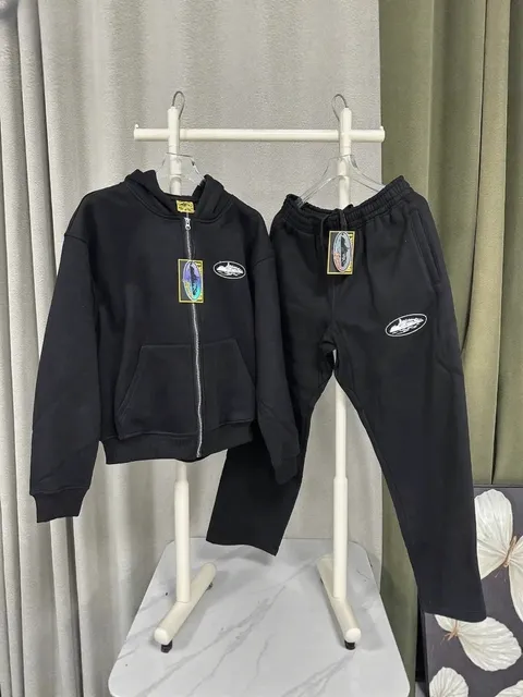 Hoodie and Joggers Set Black with Oval Logo
