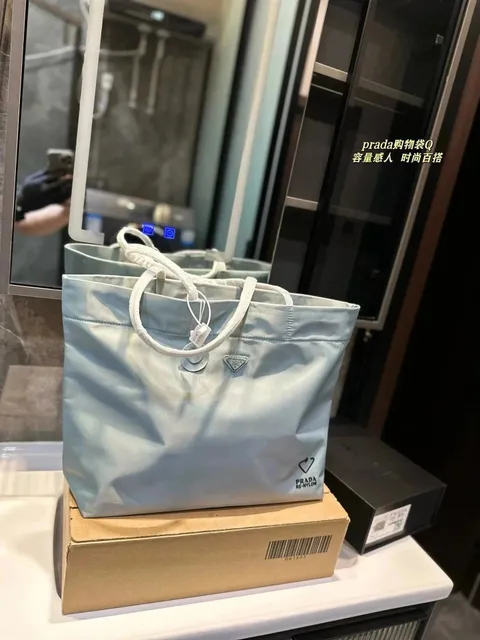 Prada Re-Nylon Tote Light Blue