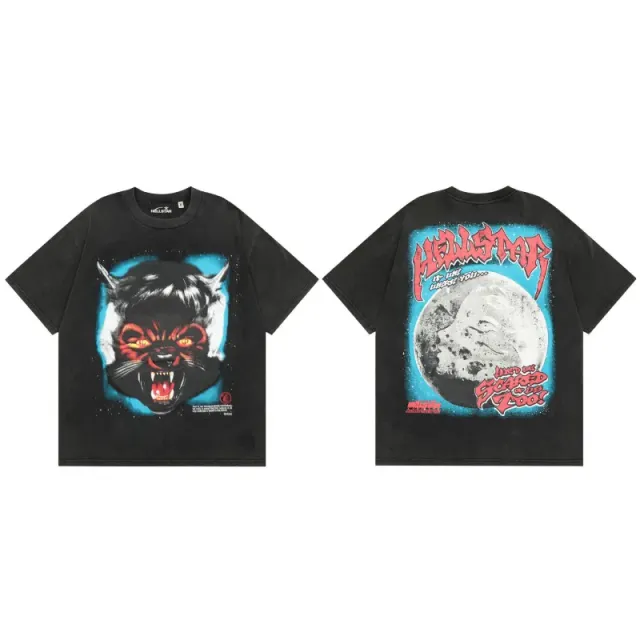 Graphic Tee Hellstar Wolf Moon Print
