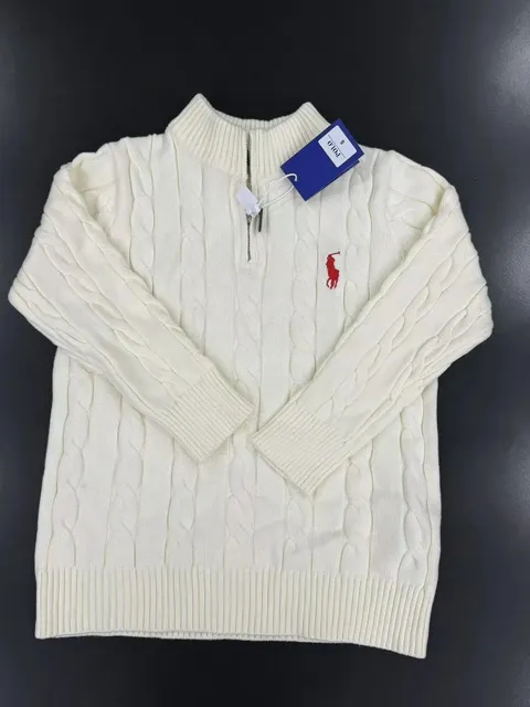 Polo Ralph Lauren Cable Knit Quarter-Zip Sweater Ivory