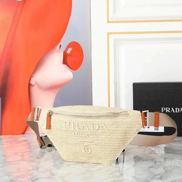 Prada Woven Belt Bag Embossed Logo
