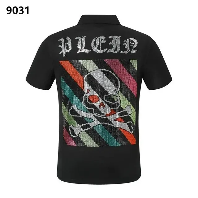 Philipp Plein Polo Shirt Crystal Skull Print