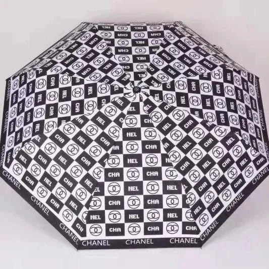 Chanel Umbrella Checkerboard Logo Print