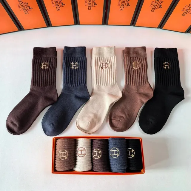 Hermès Logo Socks Embroidered H Logo