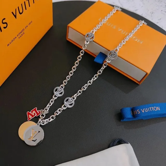 Louis Vuitton Chain Necklace LV Logo Charm