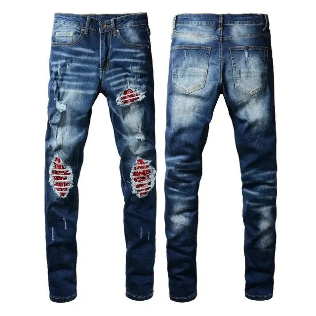 Levi's Distressed Slim Fit Jeans Red Patch Ripped