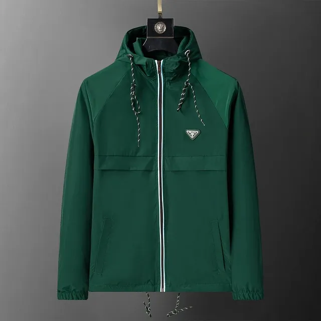 Prada Hooded Windbreaker Logo Patch
