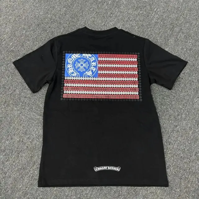 Chrome Hearts Flag Graphic Tee American Flag Embroidery