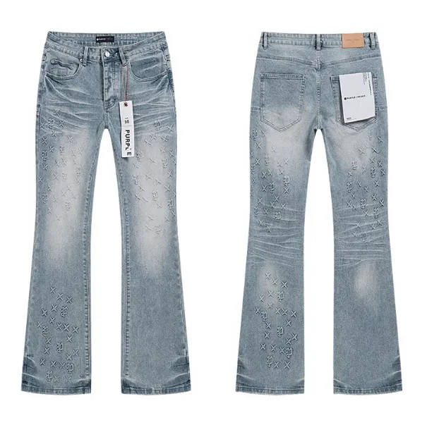 Flared Jeans Embroidered X Pattern