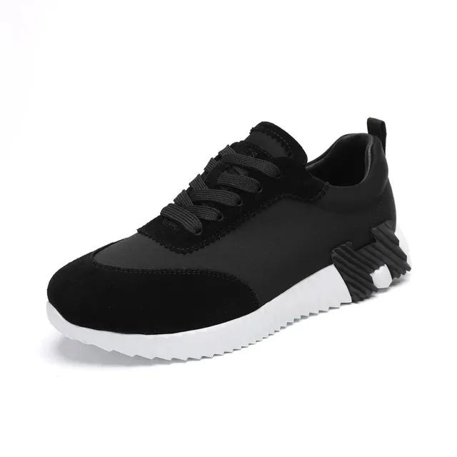 Hermès Low-Top Sneaker Black Suede and Nylon with White Sole