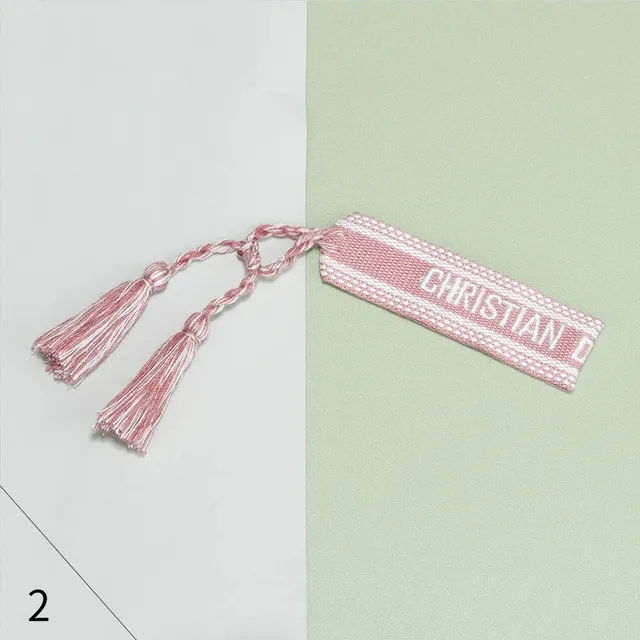 Dior Logo Tag Pink and White Woven