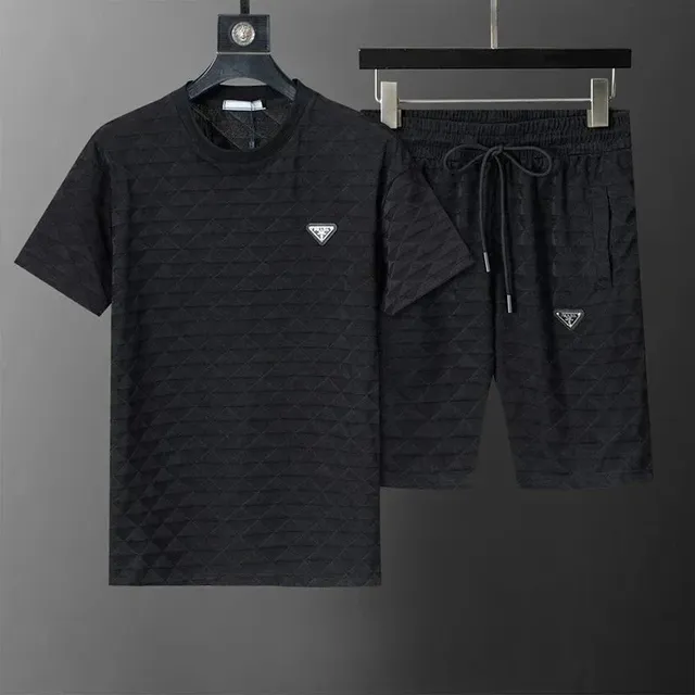 Prada Logo-Embroidered Set Quilted Texture