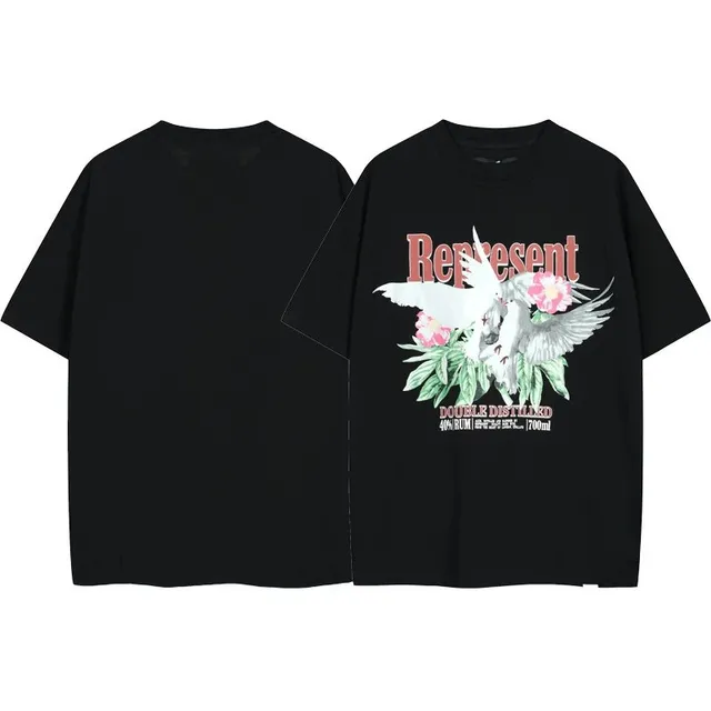 Represent Graphic Tee Dove and Floral Print