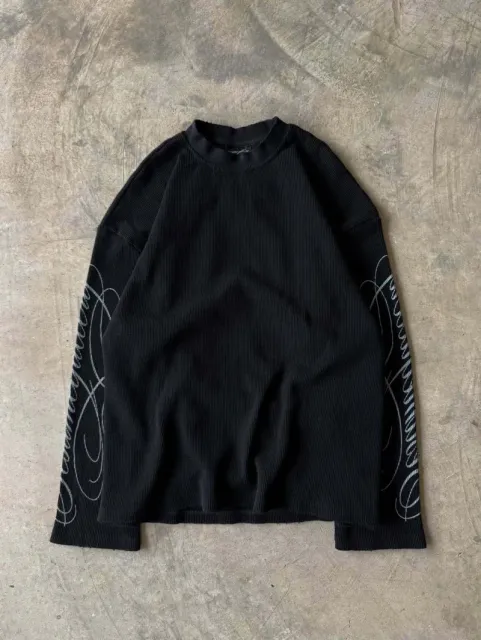 Undercover Ribbed Long-Sleeve Top Script Sleeve Print