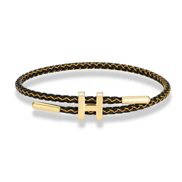Tiffany & Co. Tiffany T Bracelet Black and Gold Braided