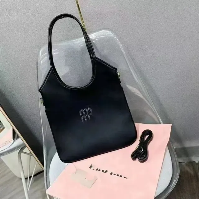 Miu Miu Shoulder Bag Matte Leather with Logo Embroidery
