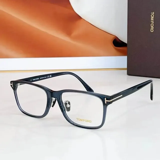 Tom Ford Rectangular Optical Frame Matte Black with Gold Accents