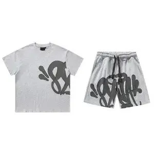 Off-White Graphic Tee and Shorts Set Abstract Print