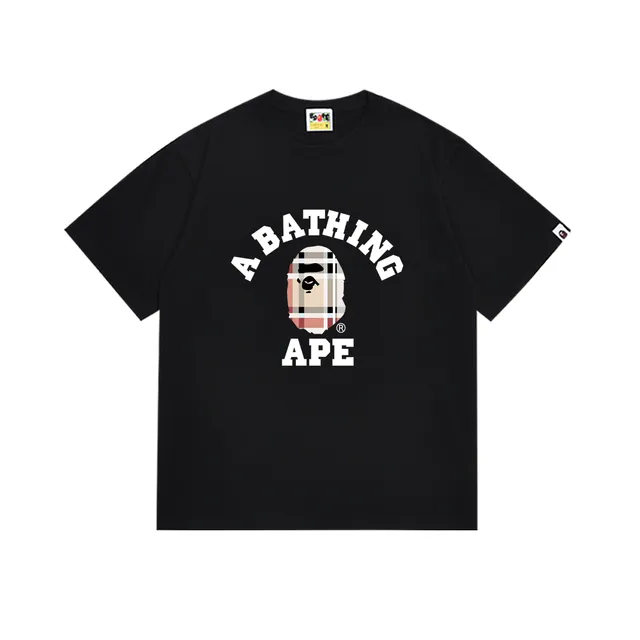 BAPE College Tee Plaid Ape Head