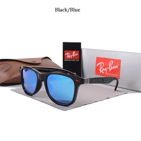 Ray-Ban Wayfarer Black Frame with Blue Mirror Lens