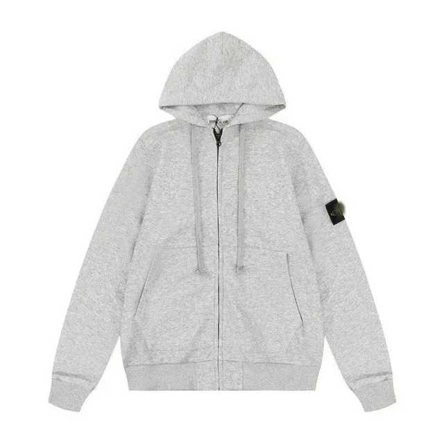 Stone Island Zip-Up Hoodie Heather Grey