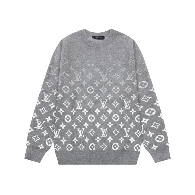 Louis Vuitton Monogram Knit Sweater Grey with White Monogram