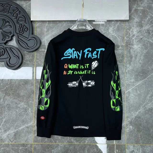 Chrome Hearts Long Sleeve Tee Stay Fast Flame Print
