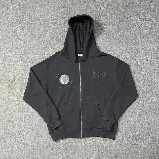 Broken Planet Zip-Up Hoodie Earth Graphic