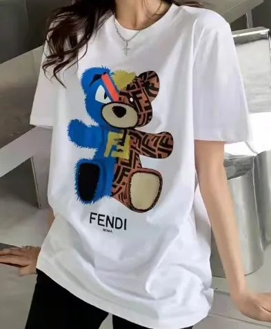 Fendi Teddy Bear Graphic Tee FF Logo Bear Print