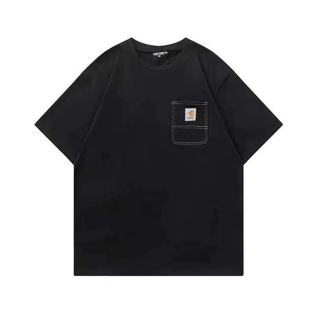 Carhartt Pocket T-Shirt Black with Orange Logo Patch