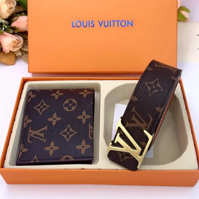 Louis Vuitton Monogram Wallet & Belt Set Classic Monogram