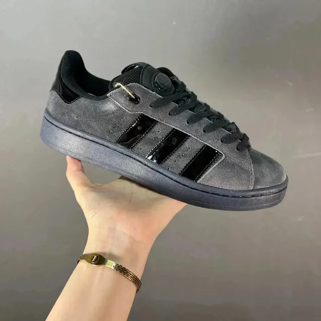 Adidas Superstar Grey Suede with Glossy Stripes