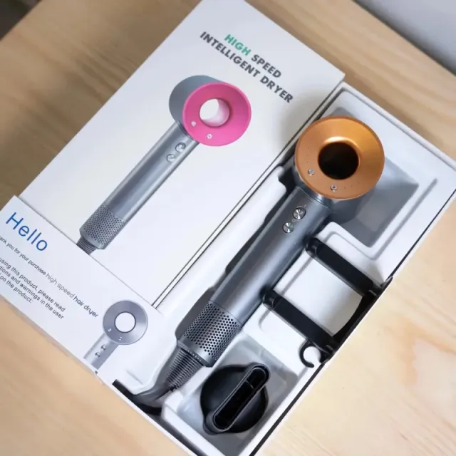 Dyson High Speed Intelligent Dryer Pink and Gold Attachments