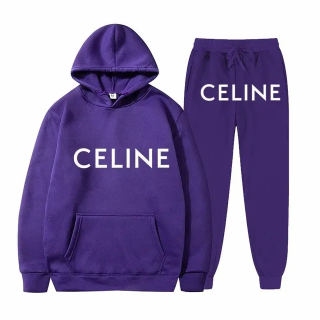 Celine Hoodie and Joggers Set Logo Print