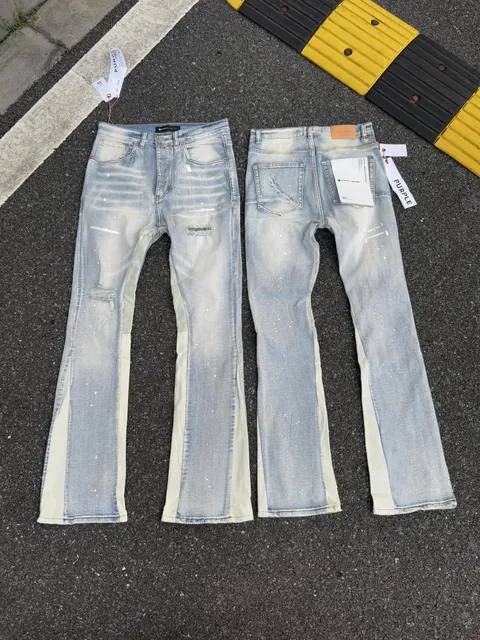Purple Brand Flared Jeans Paint Splatter