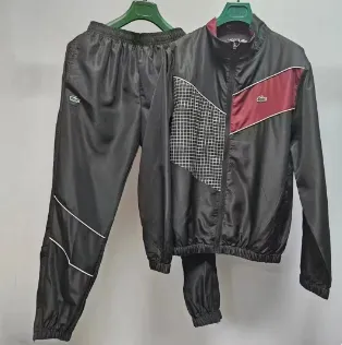 Lacoste Track Suit Black with Red and Checkered Panel