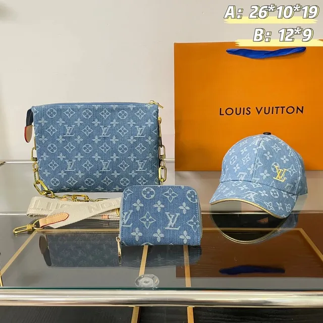 Louis Vuitton Denim Monogram Set Blue Denim with White Monogram