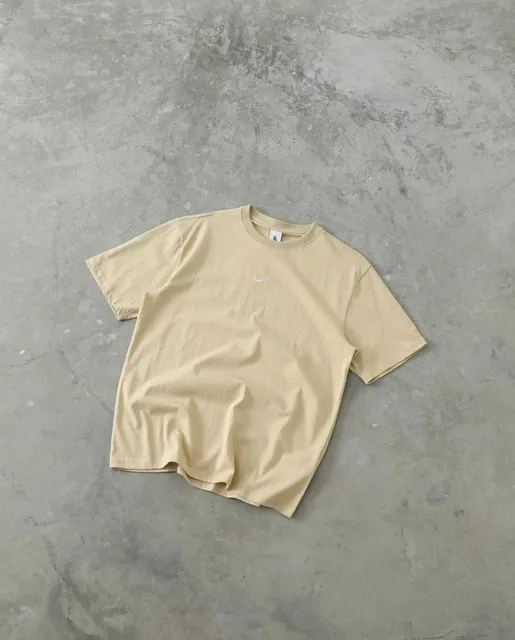 Nike Cotton T-Shirt Minimal Swoosh Beige