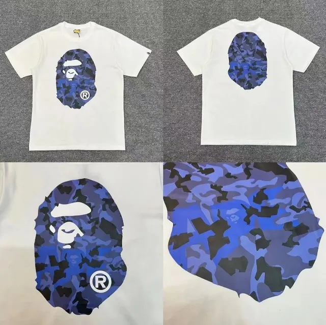 BAPE Shark Hoodie Tee Blue Camo Ape Head