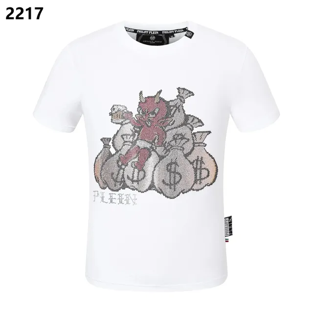 Philipp Plein Graphic T-Shirt Crystal Devil Money Bags