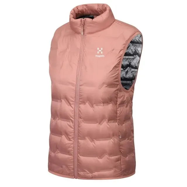 Padded Vest Quilted with Printed Panel