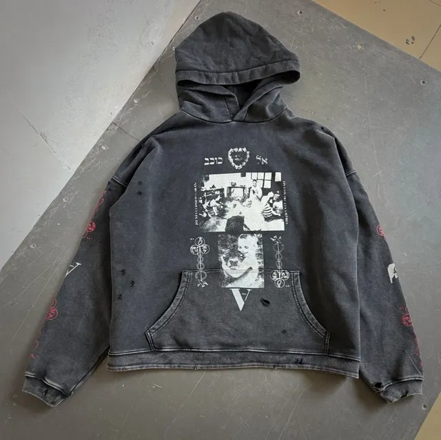 Amiri Distressed Hoodie Photo Print