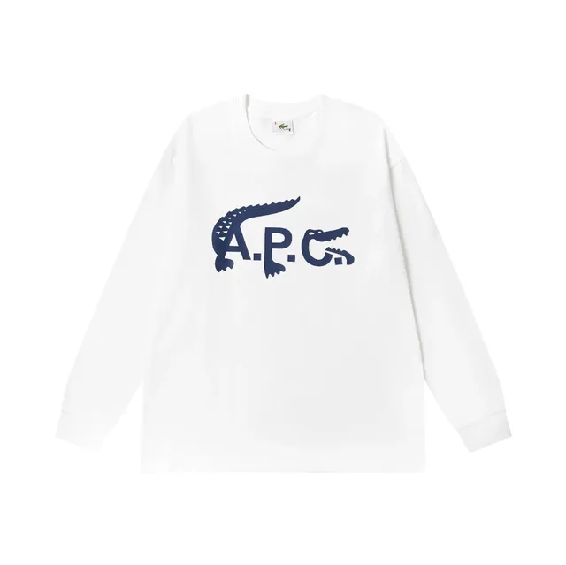 Lacoste × A.P.C. long-sleeve tee white with crocodile-A.P.C. graphic