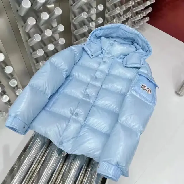 Moncler Down Jacket Shiny Light Blue