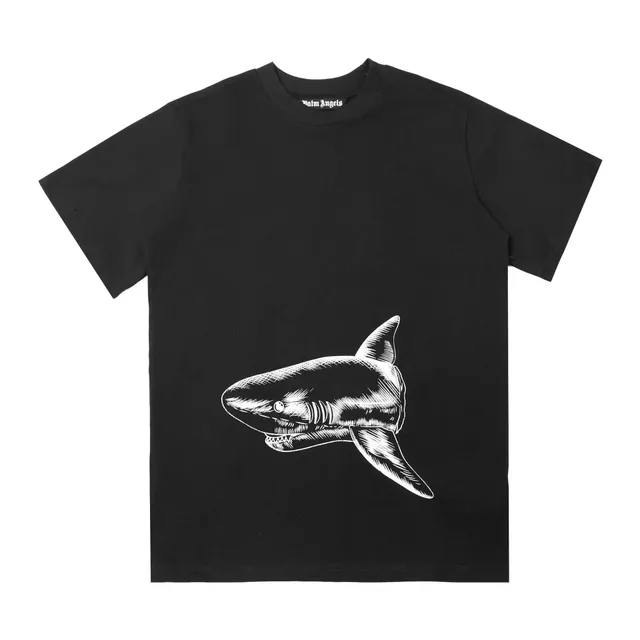 Palm Angels Shark Graphic Tee White Shark Print