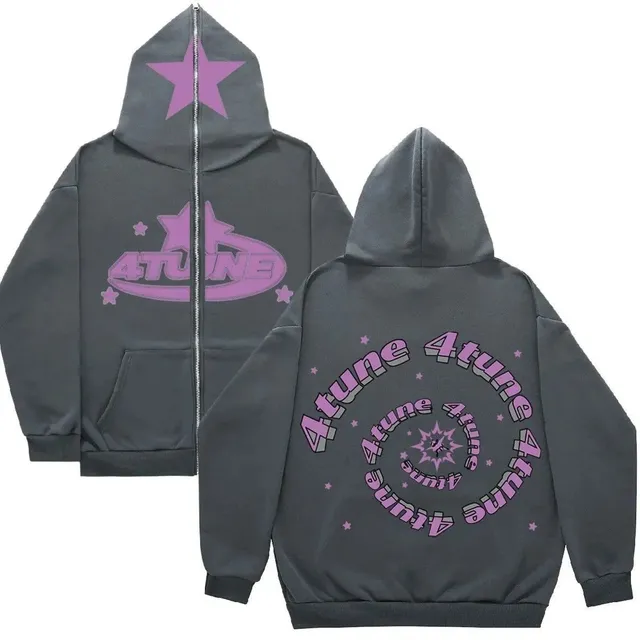 4Tune Zip-Up Hoodie Star Logo Print