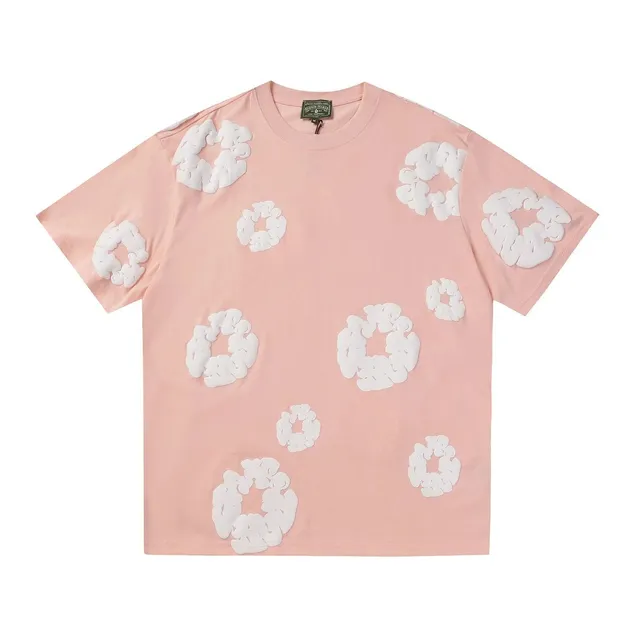 Denim Tears Scrunched Logo Tee Pink with White 3D Scrunchies