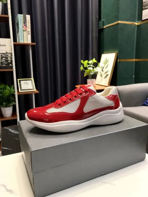 Prada Linea Rossa Sneaker Glossy Red and Mesh