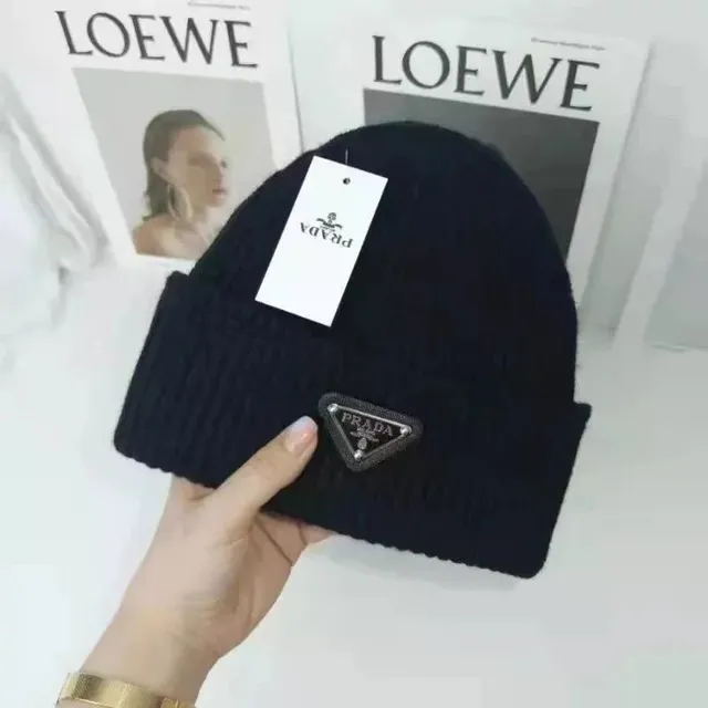 Prada Knit Beanie Triangle Logo