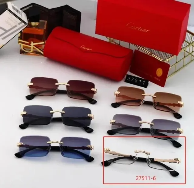 Cartier Sunglasses Square Frame with Gold Accents